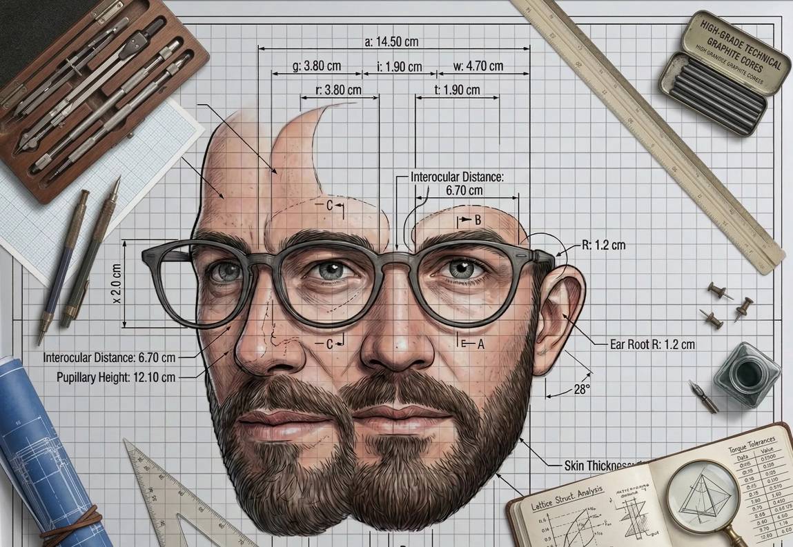 Christopher Helm, measured to spec: interocular distance 6.70 cm, pupillary height 12.10 cm